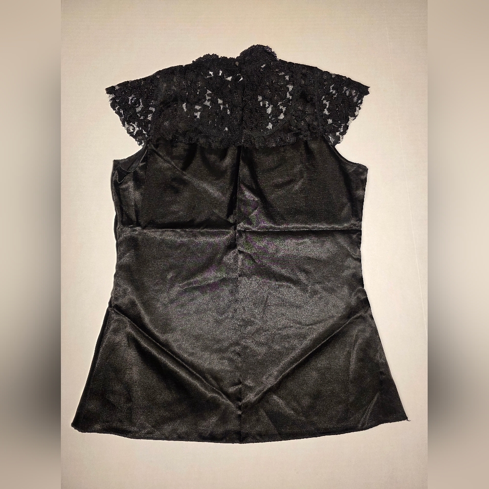 Morbid Threads Sz M Vintage Chic Black Lace Mock Neck Top Gothic - Picture 3 of 10